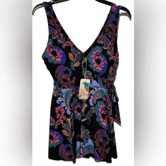 NWT ❤️Johnny Was Fatima Wrap Skirted One Piece Women's Multicolor Swim Dress - Picture 5 of 6